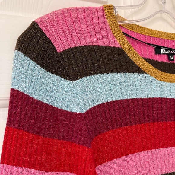 BLANKNYC Multi-Stripe Metallic Ribbed Sweater M - Picture 4 of 10